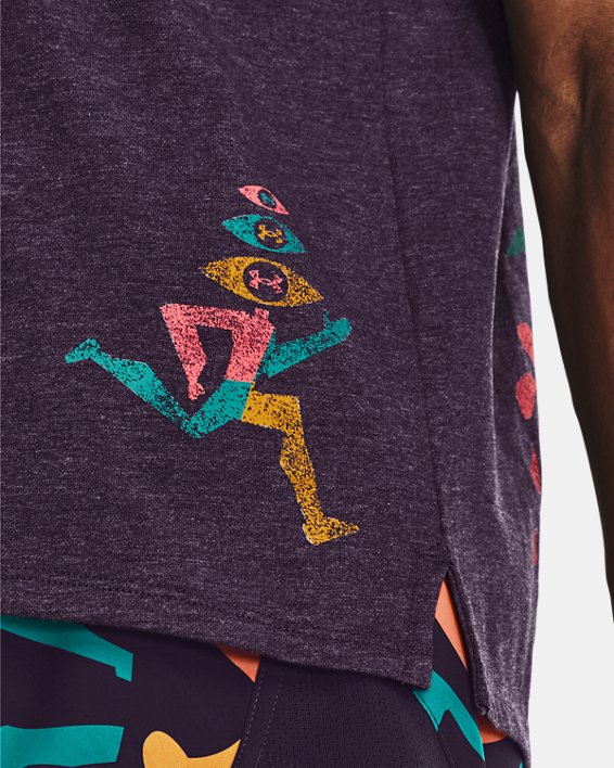 T-shirt voor dames UA Run In Peace met korte mouwen, Purple, pdpMainDesktop image number 4